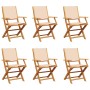 Folding garden chairs 4 pcs solid wood and beige fabric by , Garden chairs - Ref: Foro24-3214584, Price: 366,99 €, Discount: %