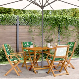 Reclining garden chairs, set of 4, made of solid wood and green fabric. by , Garden chairs - Ref: Foro24-3214586, Price: 237,...