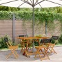 Folding garden chairs 6 pcs solid wood and black PE rattan by , Garden chairs - Ref: Foro24-3214592, Price: 162,20 €, Discoun...