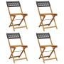 Folding garden chairs 6 pcs solid wood and black PE rattan by , Garden chairs - Ref: Foro24-3214592, Price: 162,20 €, Discoun...