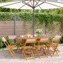 Folding garden chairs 8 pcs solid wood and beige fabric by , Garden chairs - Ref: Foro24-3214621, Price: 324,23 €, Discount: %