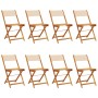 Folding garden chairs 8 pcs solid wood and beige fabric by , Garden chairs - Ref: Foro24-3214621, Price: 324,23 €, Discount: %