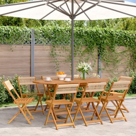 Folding garden chairs 8 pcs solid acacia wood beige by , Garden chairs - Ref: Foro24-3214609, Price: 357,40 €, Discount: %