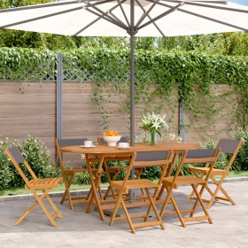 Folding garden chairs 6 pcs solid wood and anthracite fabric by , Garden chairs - Ref: Foro24-3214614, Price: 242,99 €, Disco...