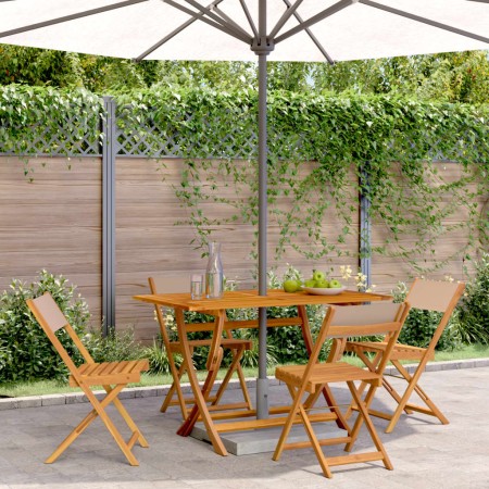 Folding garden chairs 4 pcs solid wood and taupe fabric by , Garden chairs - Ref: Foro24-3214616, Price: 165,56 €, Discount: %