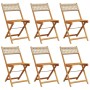 Folding garden chairs 6 pcs solid wood and beige PE rattan by , Garden chairs - Ref: Foro24-3214599, Price: 240,78 €, Discoun...