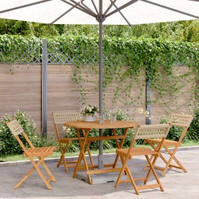 5-piece garden dining set made of PE rattan and solid beige wood. by , Garden sets - Ref: Foro24-3281768, Price: 257,08 €, Di...