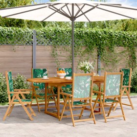 7-piece garden dining set, solid wood with leaf pattern fabric. by , Garden sets - Ref: Foro24-3281728, Price: 729,86 €, Disc...