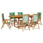 Set de comedor jardín 7 pzas tela madera maciza estampado hojas de , Conjuntos de jardín - Ref: Foro24-3281728, Precio: 729,8...