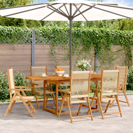 7-piece garden dining set made of polypropylene and solid wood in beige color. by , Garden sets - Ref: Foro24-3281723, Price:...