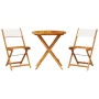 3-piece bistro set, fabric and solid white cream wood by , Garden sets - Ref: Foro24-3281844, Price: 146,54 €, Discount: %