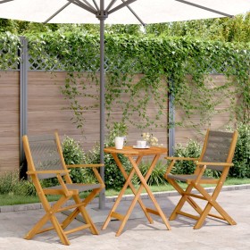 3-piece bistro set made of gray polypropylene and solid wood by , Garden sets - Ref: Foro24-3281794, Price: 194,69 €, Discoun...