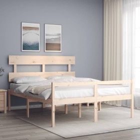 Cama de matrimonio para personas mayores cabecero madera maciza de vidaXL, Camas y somieres - Ref: Foro24-3195356, Precio: 14...