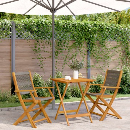 3-teiliges Bistro-Set aus Polypropylen und massivem grauem Holz. von , Gartensets - Ref: Foro24-3281806, Preis: 200,59 €, Rab...