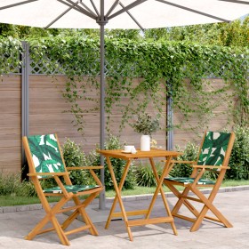 3-piece bistro set, fabric, solid wood, leaf print by , Garden sets - Ref: Foro24-3281812, Price: 174,99 €, Discount: %