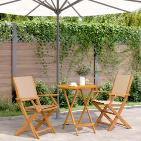 3-teiliges Bistro-Set aus Stoff und massivem Holz in Beige. von , Gartensets - Ref: Foro24-3281859, Preis: 188,41 €, Rabatt: %