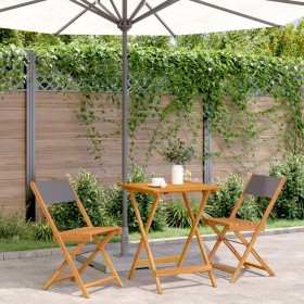 3-teiliges Bistro-Set aus Stoff und massivem Anthrazit-Holz von , Gartensets - Ref: Foro24-3281761, Preis: 142,50 €, Rabatt: %