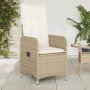 Silla de jardín reclinable con cojines ratán sintético beige de , Sillas de jardín - Ref: Foro24-365683, Precio: 143,08 €, De...