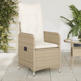 Reclining garden chair with beige synthetic rattan cushions by , Garden chairs - Ref: Foro24-365683, Price: 142,99 €, Discoun...