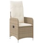 Reclining garden chair with beige synthetic rattan cushions by , Garden chairs - Ref: Foro24-365683, Price: 143,08 €, Discoun...