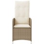 Reclining garden chair with beige synthetic rattan cushions by , Garden chairs - Ref: Foro24-365683, Price: 143,08 €, Discoun...