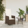 Reclining garden armchair with brown synthetic rattan cushions. by , Garden chairs - Ref: Foro24-365681, Price: 143,08 €, Dis...