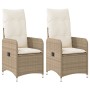 Sillones reclinables de jardín con cojines beige 2 uds ratán PE de , Sillas de jardín - Ref: Foro24-365688, Precio: 265,89 €,...