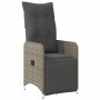 Reclining garden armchair with gray synthetic rattan cushions by , Garden chairs - Ref: Foro24-365697, Price: 153,59 €, Disco...