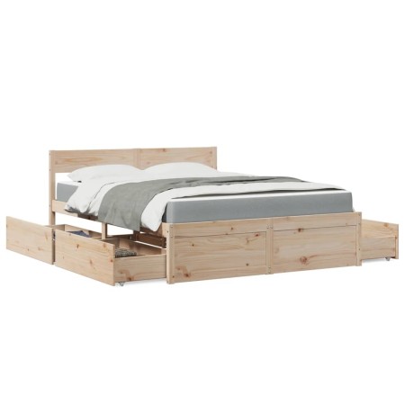 Bed with drawers and solid pine wood mattress 160x200 cm by , Beds and slatted bases - Ref: Foro24-3281892, Price: 538,34 €, ...