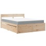 Cama con cajones y colchón madera maciza de pino 160x200 cm de , Camas y somieres - Ref: Foro24-3281892, Precio: 525,99 €, De...