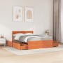 Bed with drawers and solid pine wood mattress brown 120x200 cm by , Beds and slatted bases - Ref: Foro24-3281903, Price: 464,...