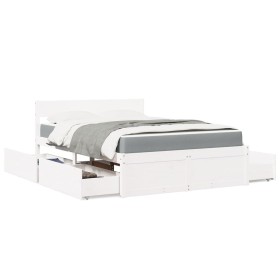 Bed with drawers and solid white pine mattress 120x190 cm by , Beds and slatted bases - Ref: Foro24-3281917, Price: 539,96 €,...