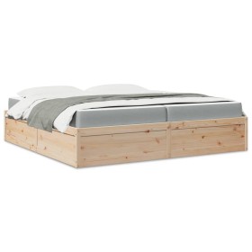 Cama con colchón madera maciza de pino 200x200 cm de , Camas y somieres - Ref: Foro24-3281922, Precio: 478,99 €, Descuento: %