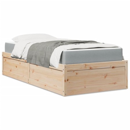 Cama con colchón madera maciza de pino 90x200 cm de , Camas y somieres - Ref: Foro24-3281943, Precio: 252,32 €, Descuento: %