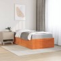 Bed with solid pine wood frame and brown wax finish mattress 90x190 cm by , Beds and slatted bases - Ref: Foro24-3281957, Pri...