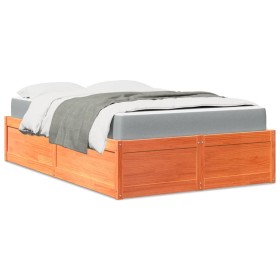 Cama con colchón madera maciza de pino marrón cera 140x190 cm de , Camas y somieres - Ref: Foro24-3281948, Precio: 392,60 €, ...