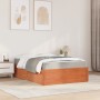 Bed with solid pine wood frame and brown waxed mattress 140x190 cm by , Beds and slatted bases - Ref: Foro24-3281948, Price: ...