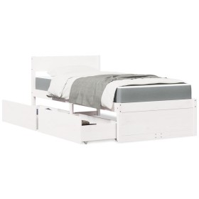 Bed with drawers and solid white pine mattress 90x190 cm by , Beds and slatted bases - Ref: Foro24-3281920, Price: 335,99 €, ...