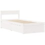 Cama con cajones y colchón madera maciza pino blanco 90x200 cm de , Camas y somieres - Ref: Foro24-3281908, Precio: 353,04 €,...