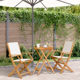 3-teiliges Bistro-Set aus Stoff und massivem Holz in Creme-Weiß. von , Gartensets - Ref: Foro24-3281796, Preis: 174,76 €, Rab...