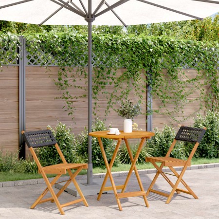 3-piece PE rattan and solid black wood bistro set by , Garden sets - Ref: Foro24-3281838, Price: 144,86 €, Discount: %