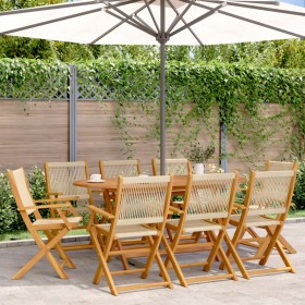 Folding garden chairs 8 pcs solid acacia wood beige by , Garden chairs - Ref: Foro24-3214573, Price: 562,99 €, Discount: %