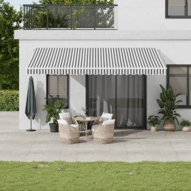 Manual retractable awning with LED light in anthracite and white, 500x300 cm. by , Awnings - Ref: Foro24-3215788, Price: 424,...