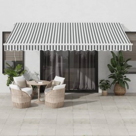 Manual retractable awning with LED light in anthracite and white, 450x350 cm. by , Awnings - Ref: Foro24-3215797, Price: 387,...