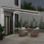 Manual retractable awning with LED light in anthracite and white, 450x350 cm. by , Awnings - Ref: Foro24-3215797, Price: 381,...