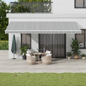 Manual retractable awning with LED light in anthracite and white, 600x350 cm. by , Awnings - Ref: Foro24-3215805, Price: 583,...