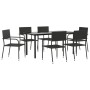 Juego de comedor de jardín 7 piezas ratán sintético negro de , Conjuntos de jardín - Ref: Foro24-3156751, Precio: 327,55 €, D...