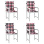 Garden chair cushion low backrest 4 pcs red checkered fabric by , Cushions for chairs and sofas - Ref: Foro24-314153, Price: ...