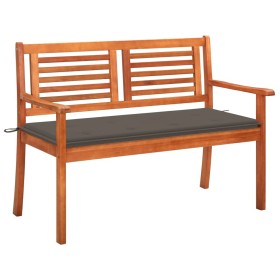 Solid eucalyptus wood 2-seater garden bench with cushion, 120 cm by , garden benches - Ref: Foro24-3060977, Price: 180,47 €, ...