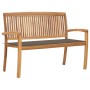 Stackable teak wood garden bench with cushion, 128.5 cm by , garden benches - Ref: Foro24-3063287, Price: 188,89 €, Discount: %